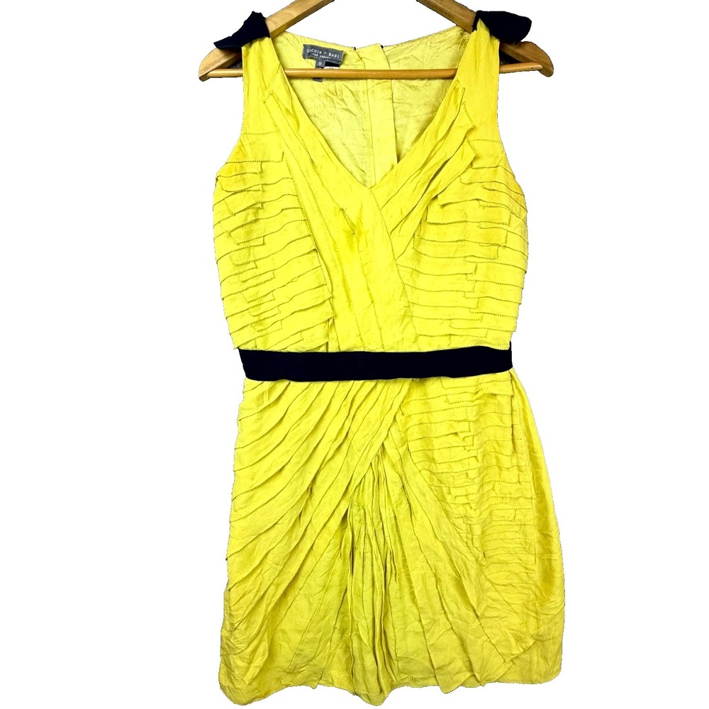 Sachin & Babi‎ Mini Dress Womens 10 Yellow Black Layered Cocktail Retro